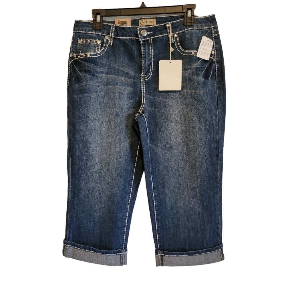 NWT EARL CROPPED JEANS CUFFED HEM LIGHTLY DISTRESSED SIZE 12